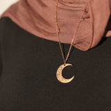 Surely with hardship comes ease/ (إِنَّ مَعَ ٱلْعُسْرِ يُسْرًۭا) Crescent necklace