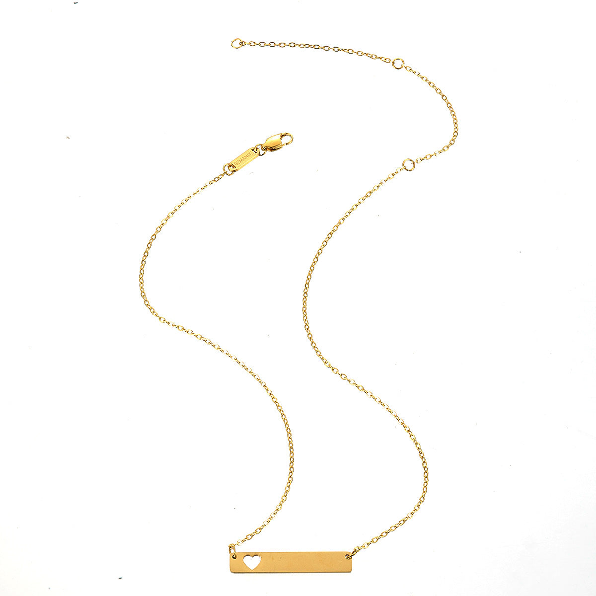 Hollow Heart Name Bar Necklace