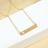 Hollow Heart Name Bar Necklace