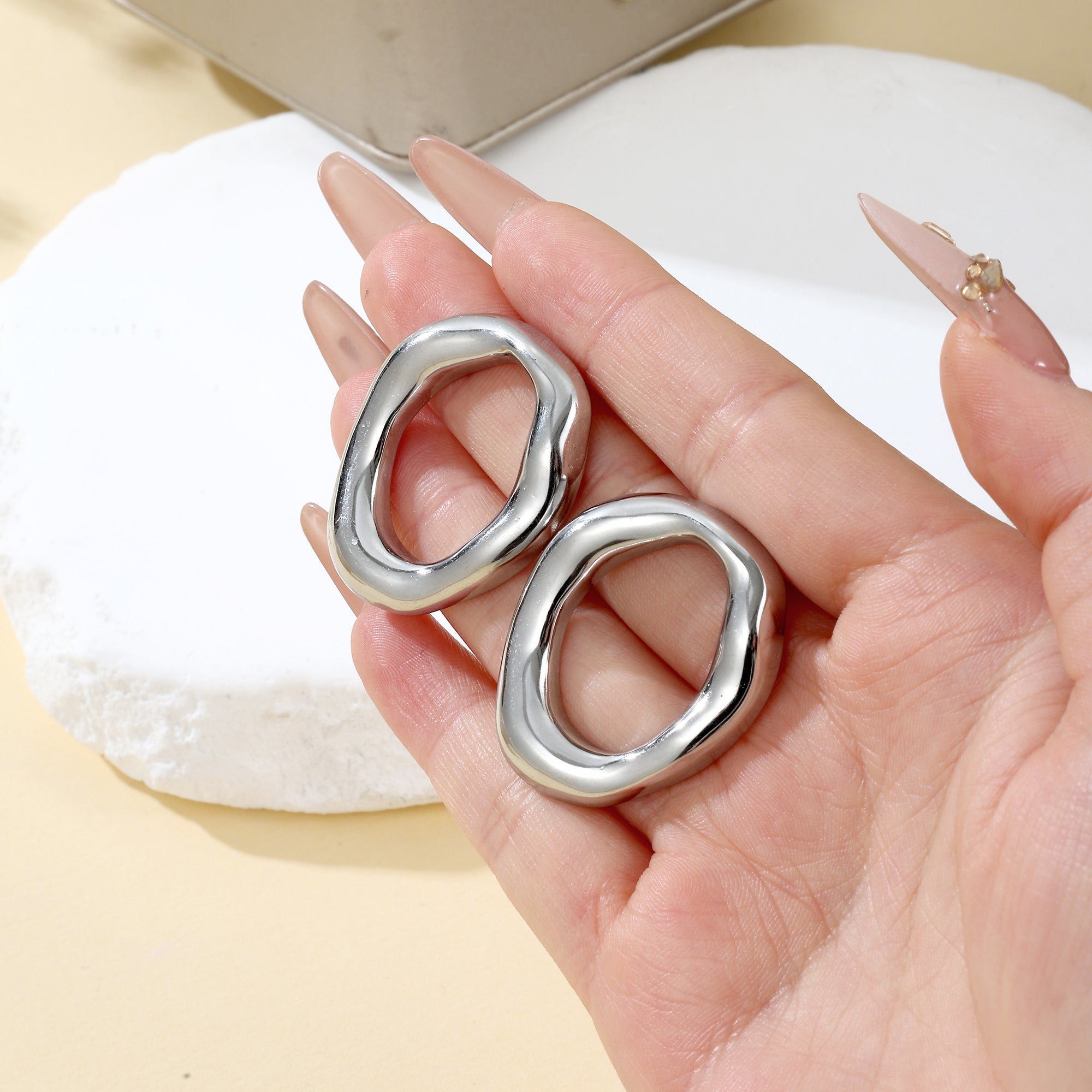 Organic Circular Hollow Earrings