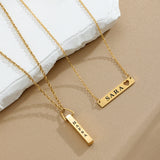 Custom Hollow Heart Name Bar Necklace