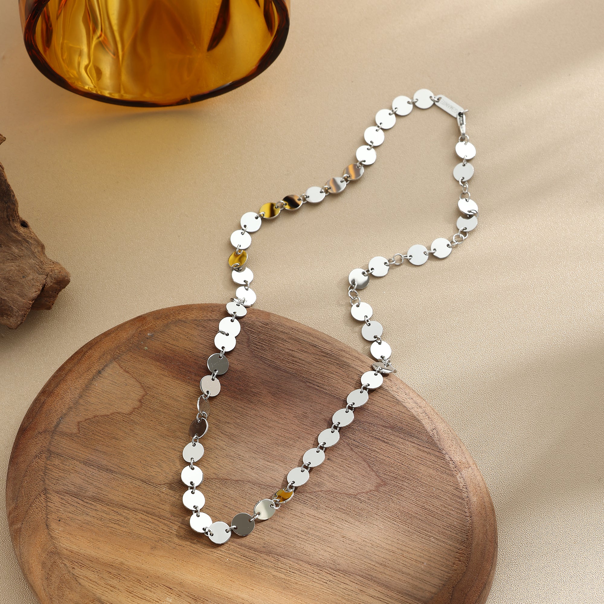 Round Disk Chain Necklace – Delicate Radiance