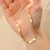 Custom Triple Name Bar Paperclip Necklace