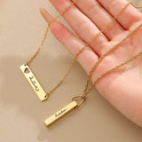 Custom Hollow Heart Name Bar Necklace